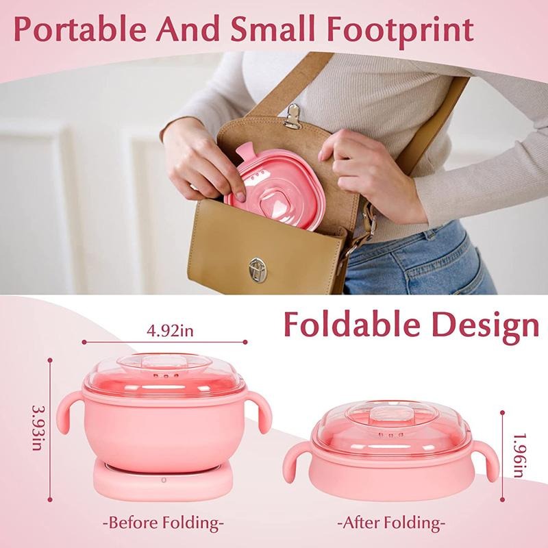 Portable Foldable 400ML Silicone Wax Warmer – Travel-Friendly Hair Removal Heater for Body & Spa Use